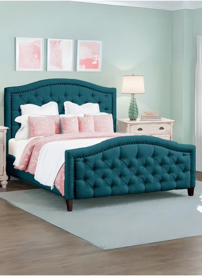 Bed and Mattress Zone Lawrence Tufted Upholstered Luxury Bed 200x160 Queen Size Green Color 