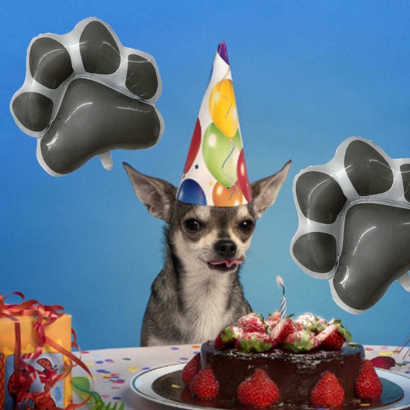 BIEUFBJI Dog Party Balloons Decorations, Grey Dog Paw Shaped Foil Balloons for Baby Shower Kids Birthday Pets Party Decorations(2Pcs) - Image 4