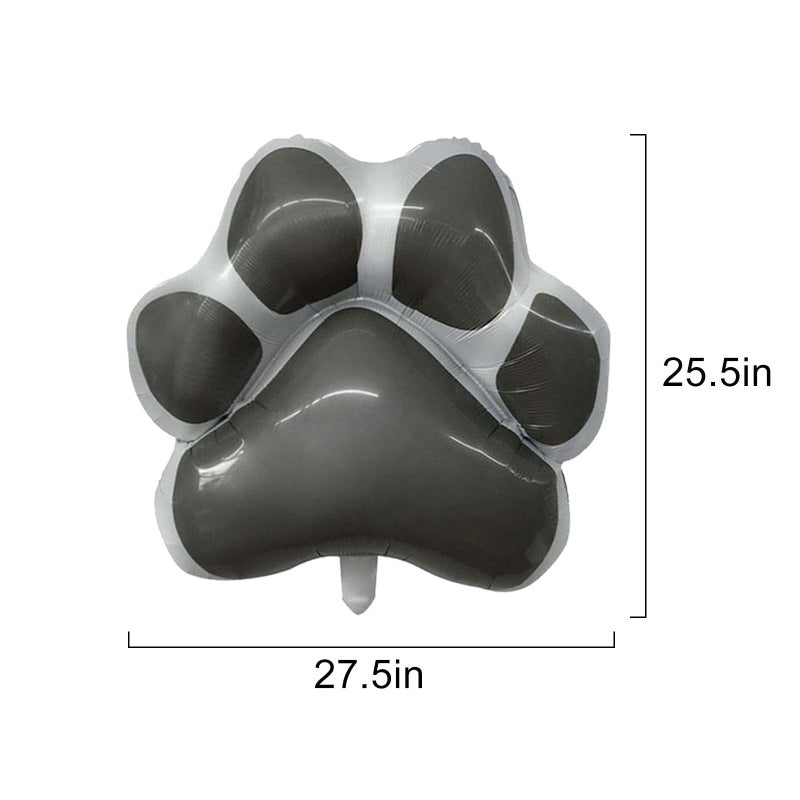 BIEUFBJI Dog Party Balloons Decorations, Grey Dog Paw Shaped Foil Balloons for Baby Shower Kids Birthday Pets Party Decorations(2Pcs) - Image 2