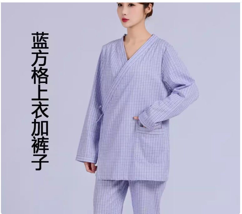 ثوب مستشفى فاخر للمرضى وثوب احتجاز للمرضى بيجامة للفحص الطبي صالون تجميل للكسالى ثوب استشفاء للرجال والنساء - Image 1