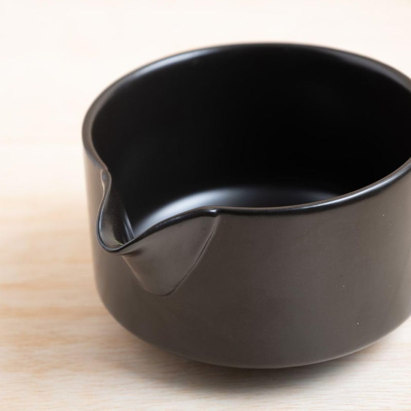 Naoki Matcha Traditional Ceramic Chawan Matcha Tea Bowl with Pour Spout Set - Hand Made Ceramic with Black Matte Glaze - For Perfectly Whisked Matcha Green Tea (18 Ounce) - Image 2