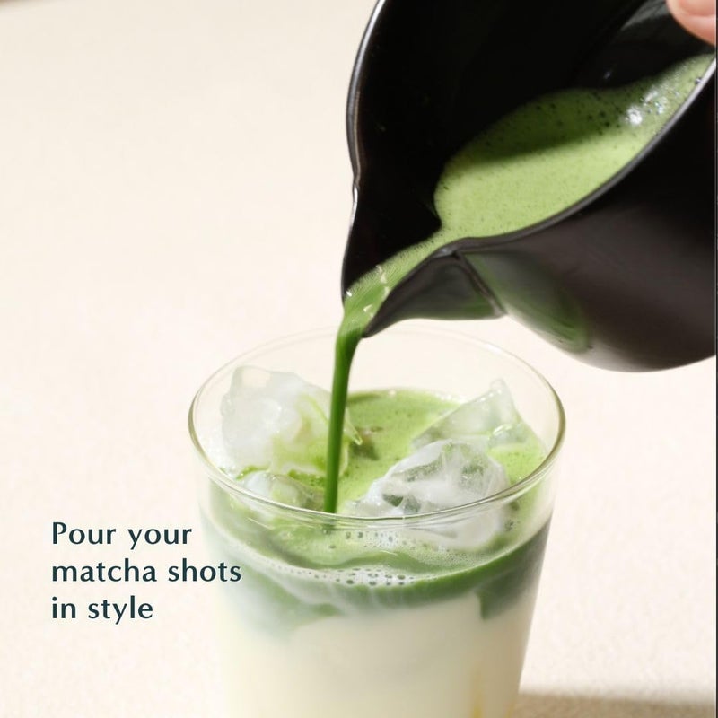 Naoki Matcha Traditional Ceramic Chawan Matcha Tea Bowl with Pour Spout Set - Hand Made Ceramic with Black Matte Glaze - For Perfectly Whisked Matcha Green Tea (18 Ounce) - Image 4
