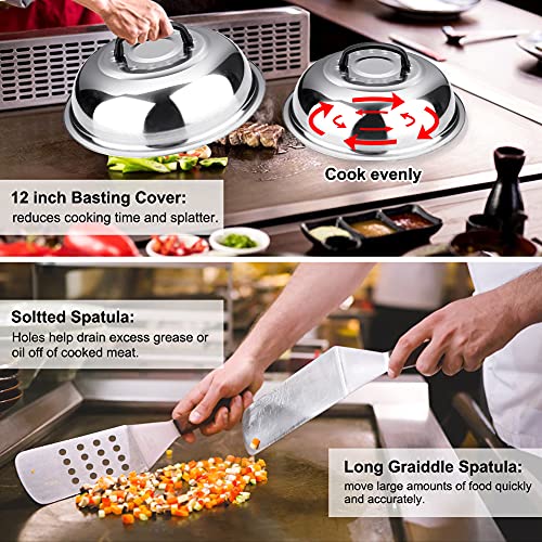Yekale Griddle Accessories Kit, 135 Pcs Griddle Grill Tools Set for Blackstone and Camp Chef, Professional Grill BBQ Spatula Set with Basting Cover, Spatula, Scraper, Bottle, Tongs, Egg Ring - Image 4