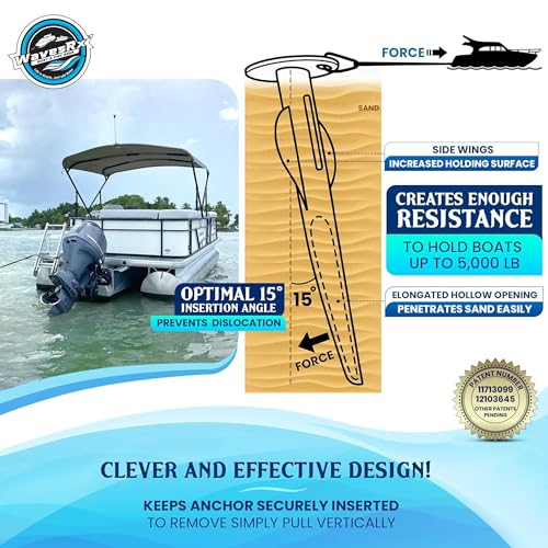 WAVESRX Patented 18" Aluminum Spike Beach Anchor | Ultra-Light PWC Anchor, Jet Ski Anchor, Boat Sand Anchor, Sand Anchor for Boat & Sand Spike – Secure Anchoring Near Shore, Sandbar, or Shallow Water - Image 4
