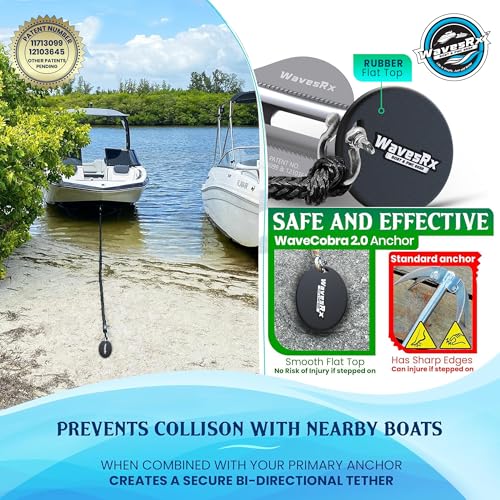 WAVESRX Patented 18" Aluminum Spike Beach Anchor | Ultra-Light PWC Anchor, Jet Ski Anchor, Boat Sand Anchor, Sand Anchor for Boat & Sand Spike – Secure Anchoring Near Shore, Sandbar, or Shallow Water - Image 3