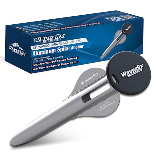 WAVESRX Patented 18" Aluminum Spike Beach Anchor | Ultra-Light PWC Anchor, Jet Ski Anchor, Boat Sand Anchor, Sand Anchor for Boat & Sand Spike – Secure Anchoring Near Shore, Sandbar, or Shallow Water - Image 1