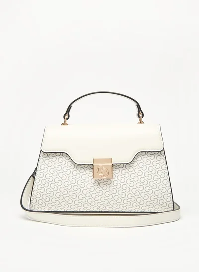 سيليست All-Over Monogram Print Satchel Bag with Detachable Strap