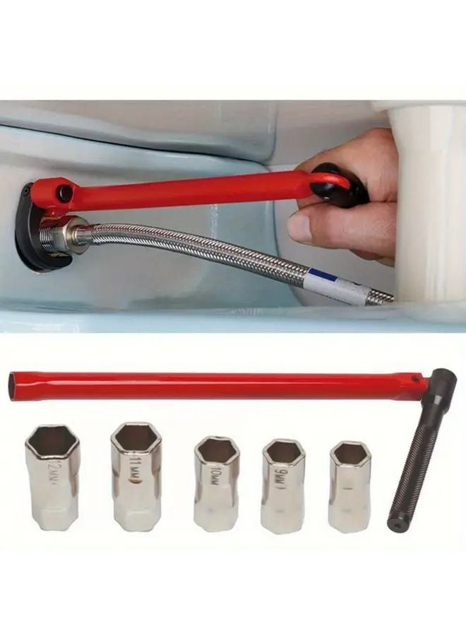 SG0184 02 Socket Wrench Set Red Long Handle Faucet Sink Repair 8 13mm - Image 5