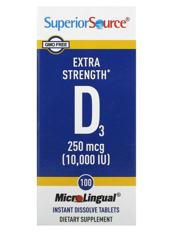 Superior Source D3 Extra Strength 250 mcg (10000 IU) 100 MicroLingual Instant Dissolve Tablets 