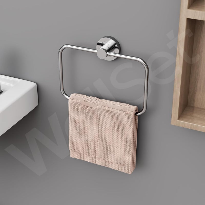 Well Set حلقة/حامل منشفة يد مدمجة لحوض الغسيل وحامل مناديل للمطبخ والحمام - Image 4