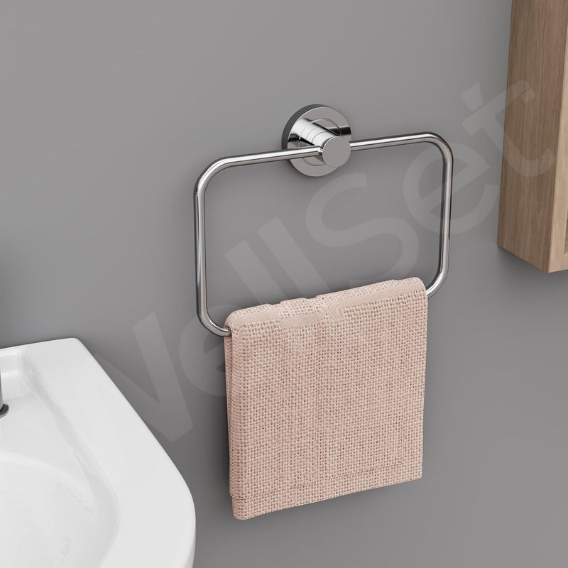 Well Set حلقة/حامل منشفة يد مدمجة لحوض الغسيل وحامل مناديل للمطبخ والحمام - Image 1