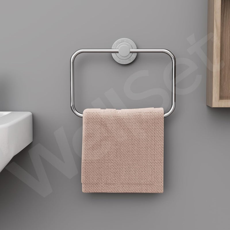 Well Set حلقة/حامل منشفة يد مدمجة لحوض الغسيل وحامل مناديل للمطبخ والحمام - Image 2
