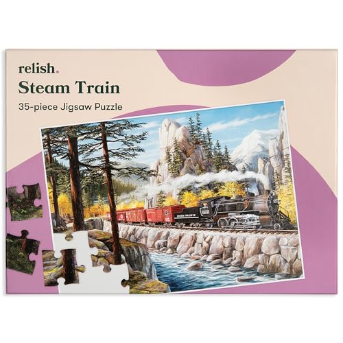 Relish Large Piece Puzzles for Seniors 35 Piece Steam Train Jigsaw Puzzle Dementia Products for Elderly - Image 1