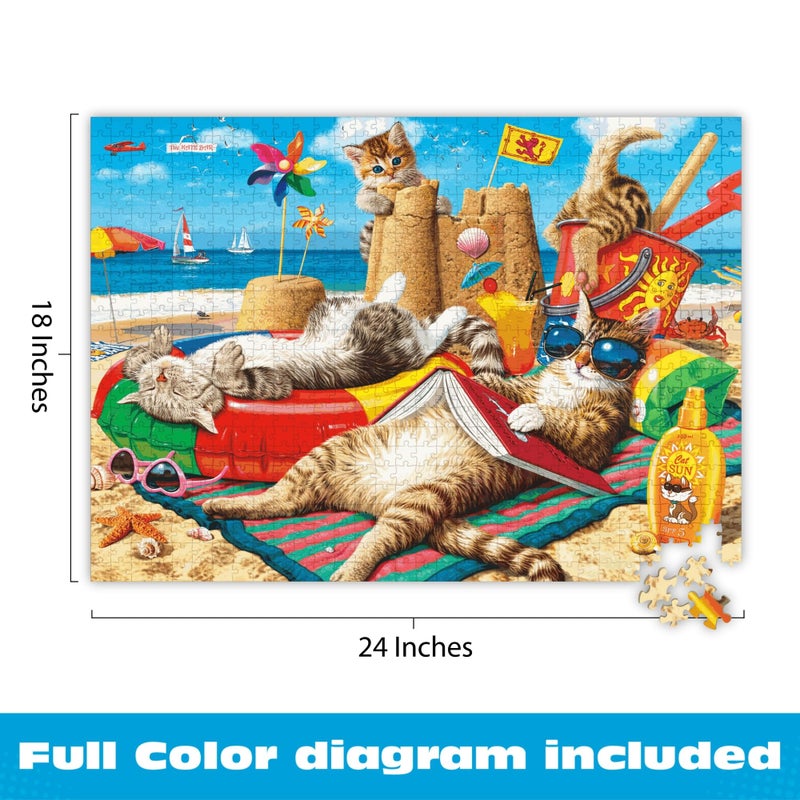Buffalo Games Steve Read Beachcombers 750 Piece Jigsaw Puzzle - 24 x 18 in, Cats Collection - 750 Piece Puzzles for Adults - Recycled Board - Full Color Poster - Image 2