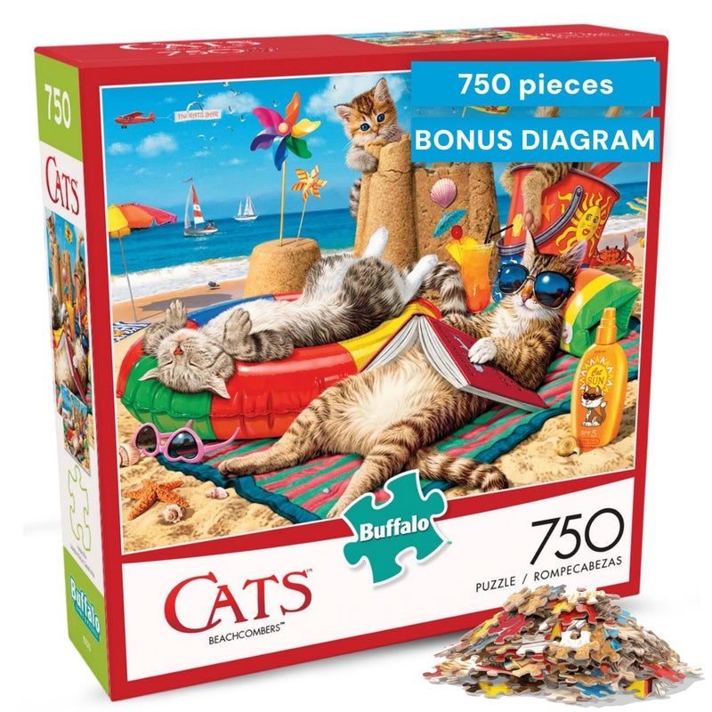 Buffalo Games Steve Read Beachcombers 750 Piece Jigsaw Puzzle - 24 x 18 in, Cats Collection - 750 Piece Puzzles for Adults - Recycled Board - Full Color Poster - Image 1