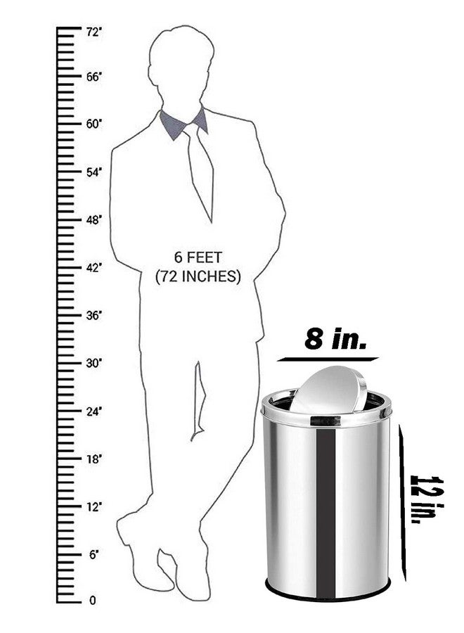 OPR Stainless Steel Swing Dust Bin with Lid| Garbage Bin, Trash Can for Home, Kitchen, Washroom, Bathroom and Offices (8 X 12 in. -10 Liter) - Image 2
