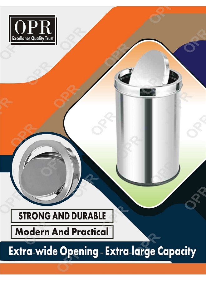 OPR Stainless Steel Swing Dust Bin with Lid| Garbage Bin, Trash Can for Home, Kitchen, Washroom, Bathroom and Offices (8 X 12 in. -10 Liter) - Image 5