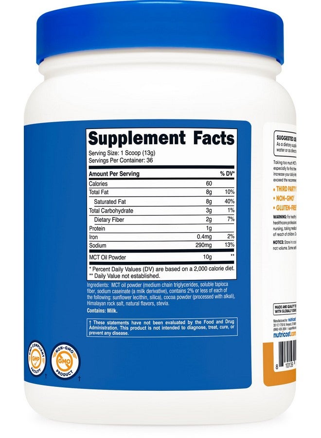 Nutricost مسحوق زيت MCT الممتاز من نوتريكوست (1 رطل) (كراميل مملح) - الأفضل للكيتو، الكيتوز، والحمية الكيتونية - غير معدّل وراثيًا وخالي من الغلوتين، ثلاثي الجليسريد متوسط السلسلة - Image 5