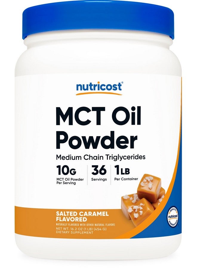 Nutricost مسحوق زيت MCT الممتاز من نوتريكوست (1 رطل) (كراميل مملح) - الأفضل للكيتو، الكيتوز، والحمية الكيتونية - غير معدّل وراثيًا وخالي من الغلوتين، ثلاثي الجليسريد متوسط السلسلة - Image 1
