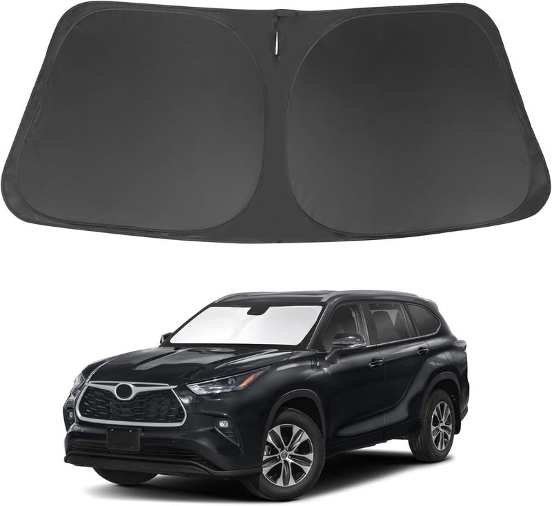 LHFLIVE Windshield Sun Shade Front Sunshade Foldable Sun Visor Protector Custom Fit 2020-2024 2025 2026 Toyota Highlander Accessories Keep Your Car Cooler - Image 1