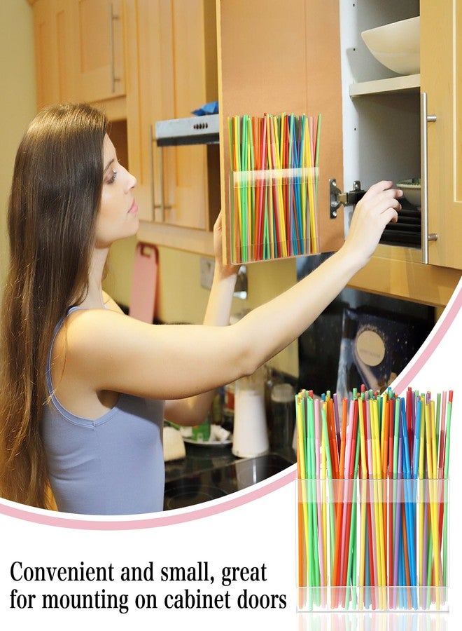 Draupnir Straw Holder for Cabinet Acrylic Straw Storage Organizer with Double Side, Reusable Straws Dispenser With Adhesive Tape and Stickers for Counter Cupboard Kitchen(Transparent) - Image 4
