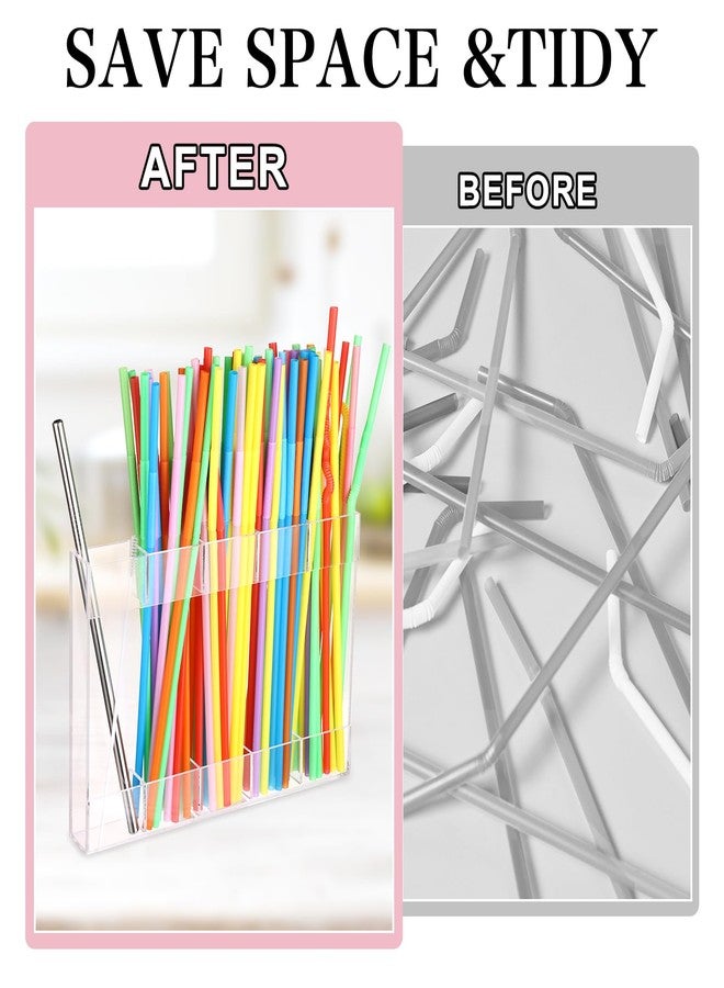 Draupnir Straw Holder for Cabinet Acrylic Straw Storage Organizer with Double Side, Reusable Straws Dispenser With Adhesive Tape and Stickers for Counter Cupboard Kitchen(Transparent) - Image 3