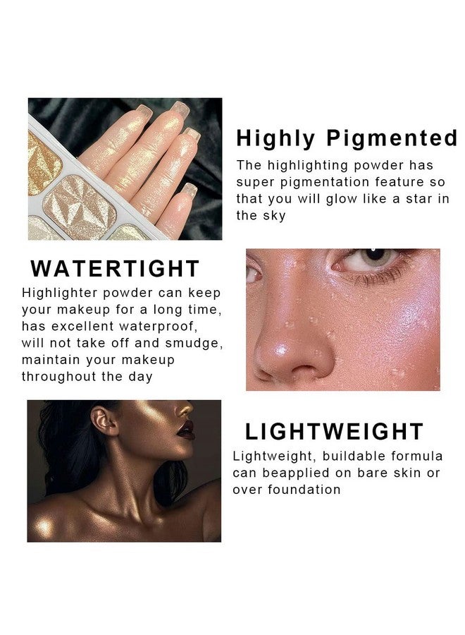 evpct 8 Colors Highlighter Makeup Palette For Face Highlighters & Luminizers Iluminadores De Maquillaje Profesional Gold Cheek Diamond Shimmer Stick Glitter Contour Bronzer And Highlighter Palette - Image 5