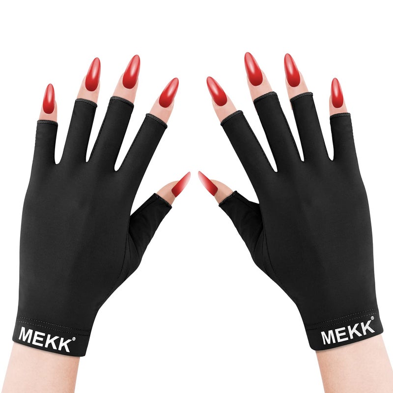 MEKK UV Gloves for Nails Extra Length UPF99 UV Protection Gloves for Gel NailsProfessional Manicure Gloves for Skin Care  Nail Art Black