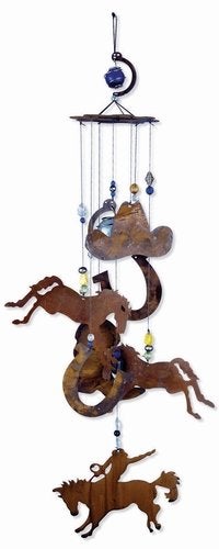 Sunset Vista Designs Horsing Around Western Wind Chime, 24", Broncos & Rodeo Cowboys - Image 5