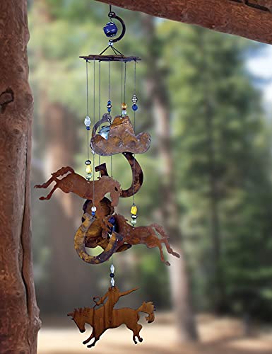 Sunset Vista Designs Horsing Around Western Wind Chime, 24", Broncos & Rodeo Cowboys - Image 3