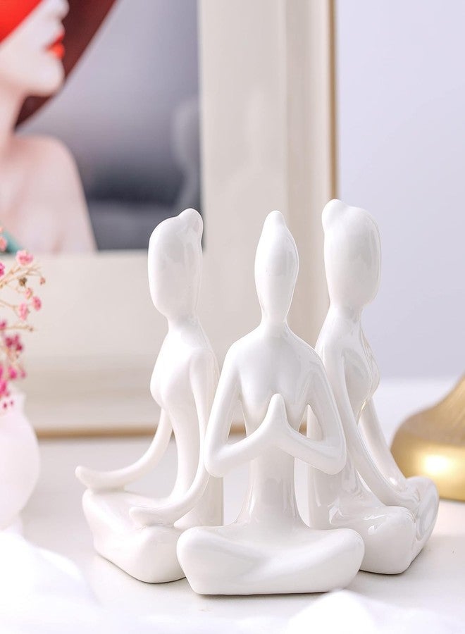 Judee Meditation Buddha Statue Decor - Handcrafted Sitting Yoga Men Sculpture Figurine - Spiritual Decor for Wedding, Birthday, Garden, Office (3pcs), White - Image 1