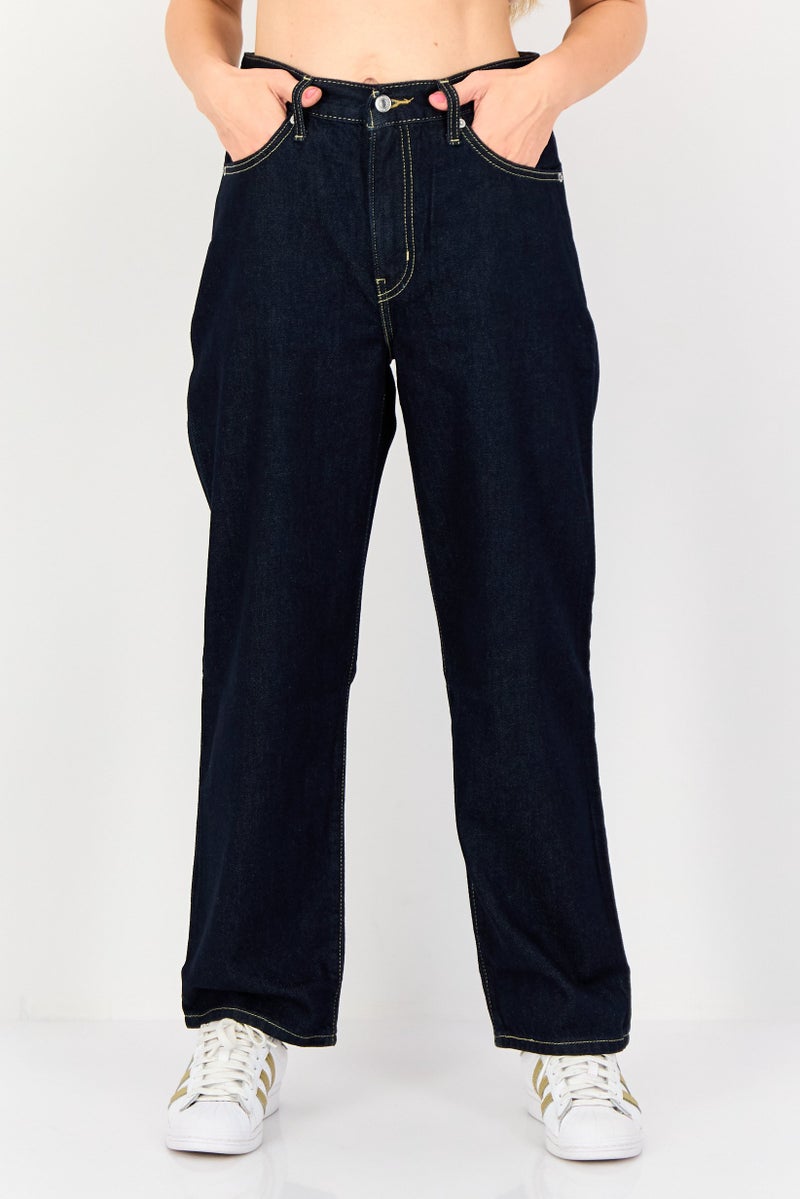 Levi's جينز نسائي واسع بخصر مرتفع، سادة، أرزق - Image 1