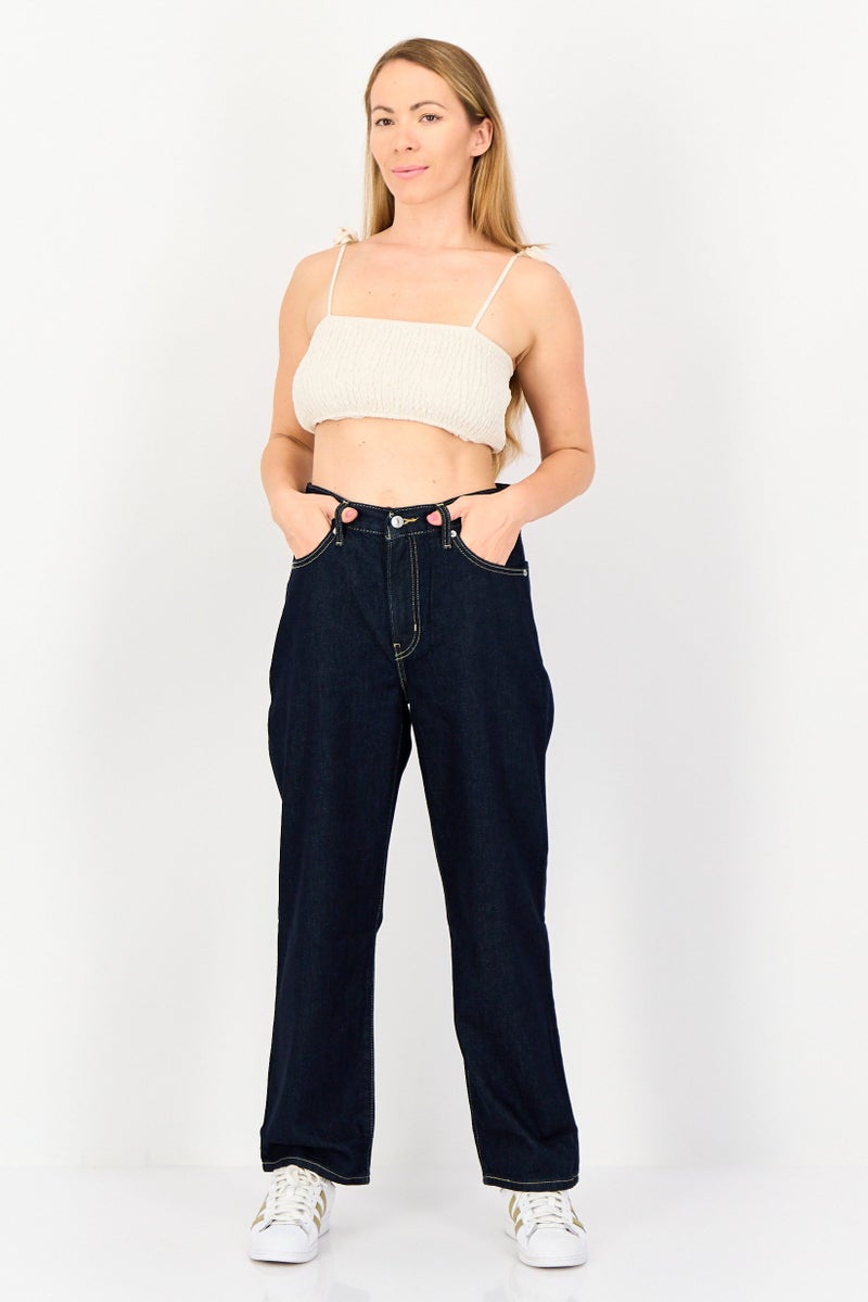 Levi's جينز نسائي واسع بخصر مرتفع، سادة، أرزق - Image 2