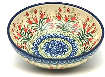 Polish Pottery Gallery Polish Pottery Bowl  Contemporary Salad  Crimson Bells - Image 1