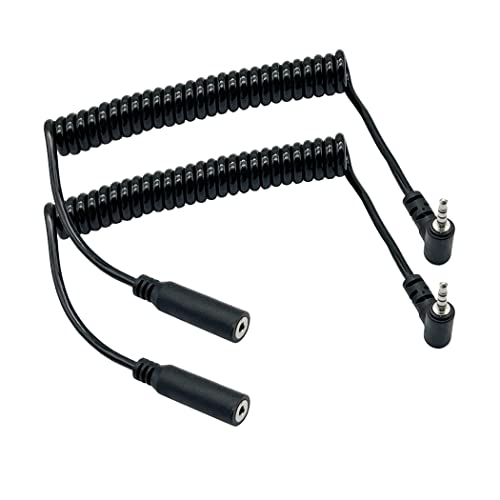 Seadream 2.5mm Coiled Extension Cable 2Pack 2.5mm Right Angled Male to Female Dash Cam Rearview Backup Camera Reverse Car Recorder Cord Extension Retractable Spring Cable,Stretch Length 3.3FT - Image 1