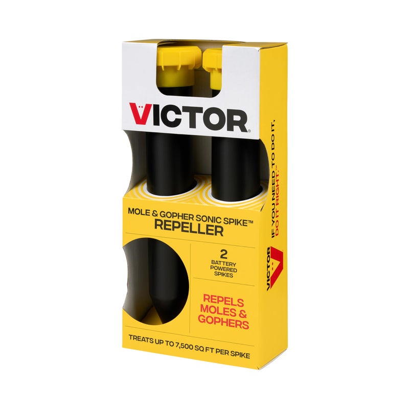 Victor Mole and Gopher Sonic Spike - Outdoor Mole and Gopher Repellent - M9012 - Chemical Free Solution - 2 Pack Sonic Spikes - Image 1