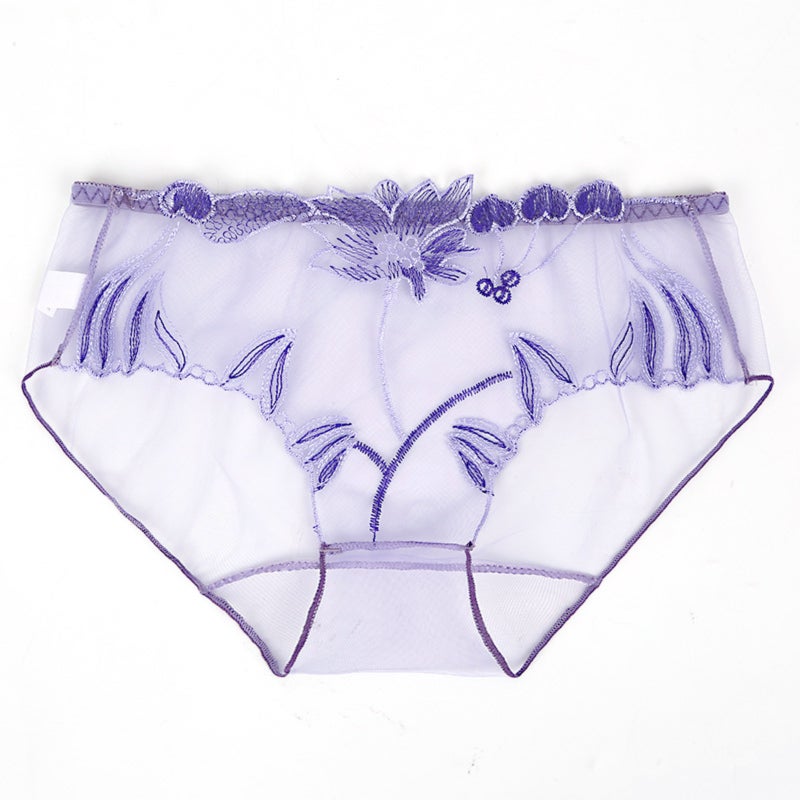 Women's underwear with lace edges, mesh embroidery, lightweight, comfortable, transparent, and breathable. - Image 1
