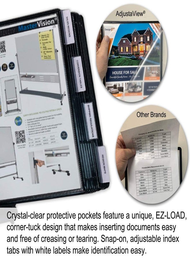 Ultimate Office SwitchFile Reference Organizer Displays Both Landscape or Portrait Documents, Desk or Wall Mount, Featuring, 10 EZ-Load Pockets to Hold 20 Sheets of Paper, Black Pockets - Image 4