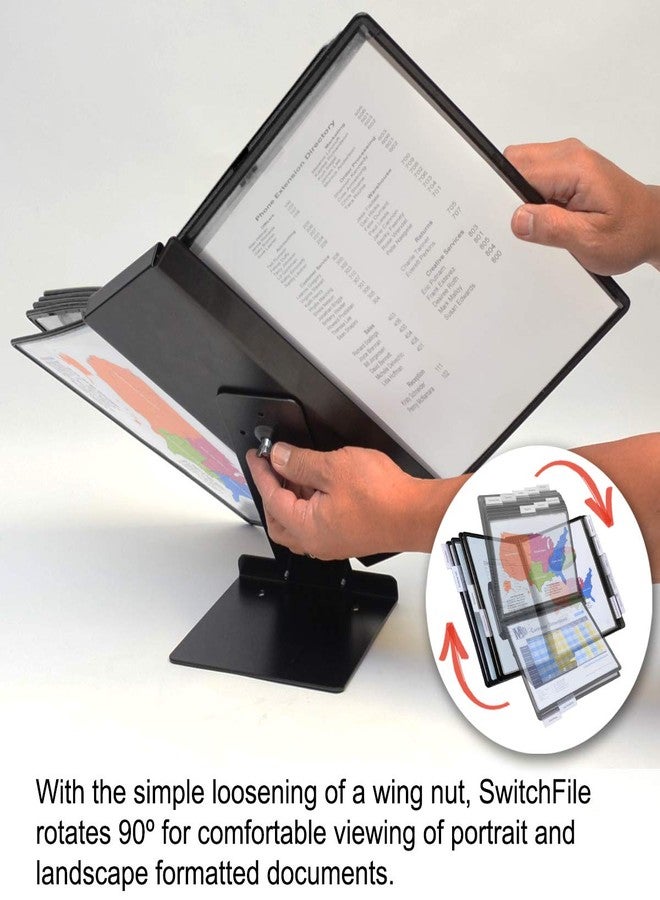 Ultimate Office SwitchFile Reference Organizer Displays Both Landscape or Portrait Documents, Desk or Wall Mount, Featuring, 10 EZ-Load Pockets to Hold 20 Sheets of Paper, Black Pockets - Image 5