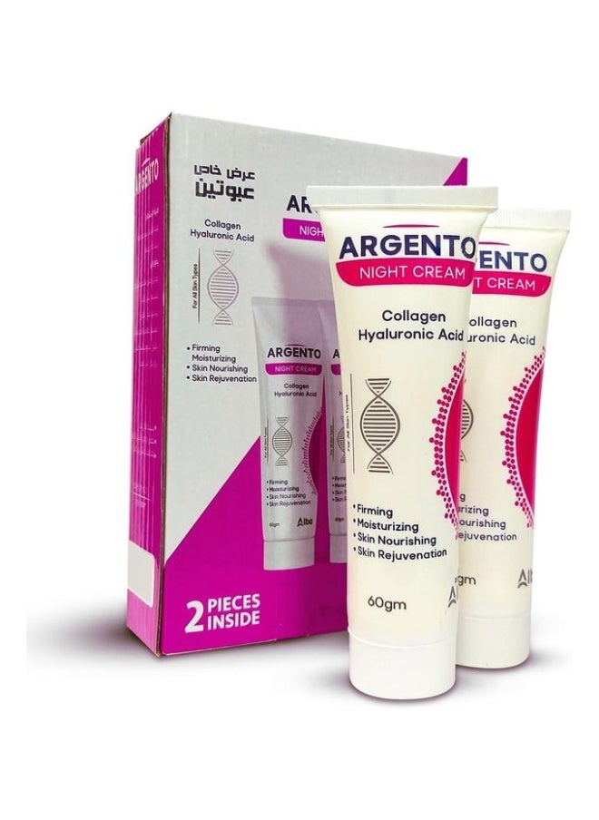 ARGENTO Argento Night Cream - With Collagen and Hyaluronic Acid - 60 g 1+1  - Image 1