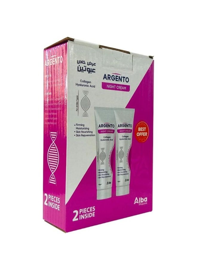 ARGENTO Argento Night Cream - With Collagen and Hyaluronic Acid - 60 g 1+1  - Image 2