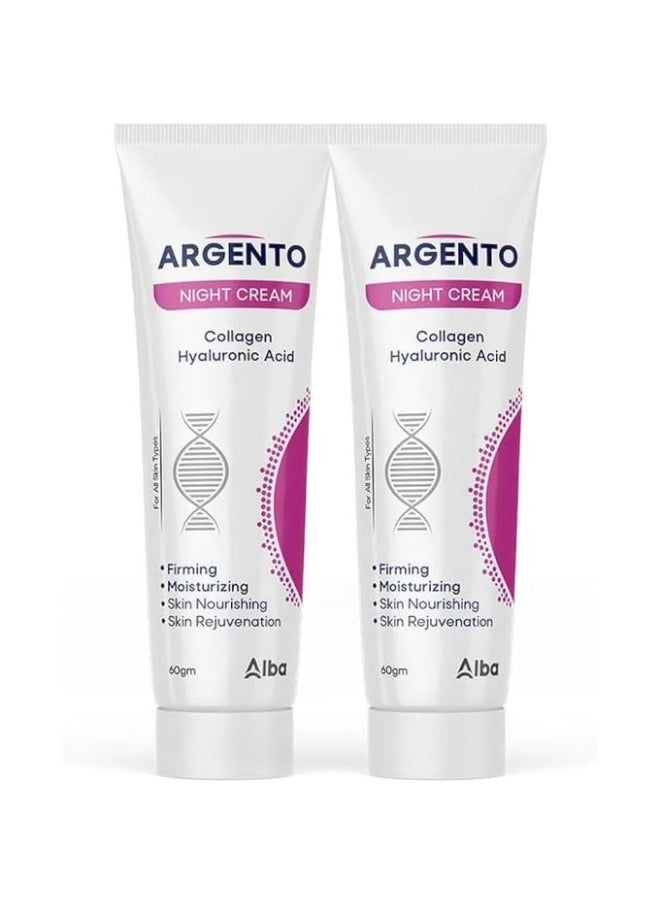 ARGENTO Argento Night Cream - With Collagen and Hyaluronic Acid - 60 g 1+1  - Image 3