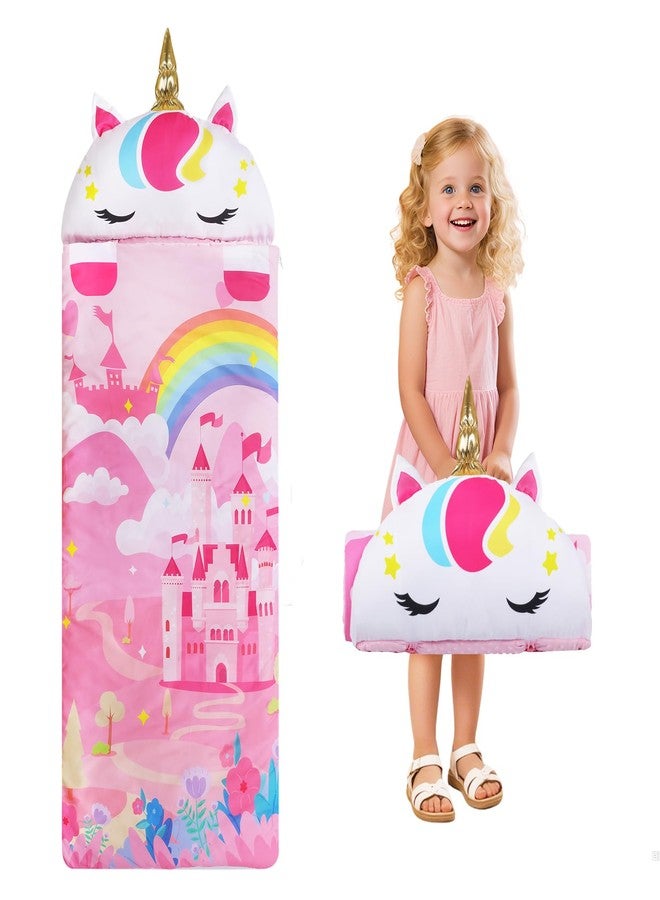 Decalsweet Kids Sleeping Bag Thick Cute Slumber Bag for Kids 2 in 1 Animal Toddler Nap Mat for Boys and Girls Portable Soft Cozy School Mat for Daycare Preschool Kindergarten - Image 1
