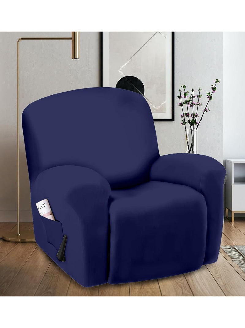 VORHANG Super Stretch Printed Recliner Cover Recliner Couch Covers Recliner Chair Cover Form Fitted Non Slip Reclining Slipcovers for Standard Large Recliner Soft ThickNavy Blue - Image 1