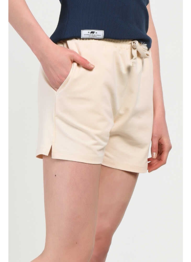 UCLA Rosa Beige Oversize Embroidered Women's Knitted Shorts  - Image 4