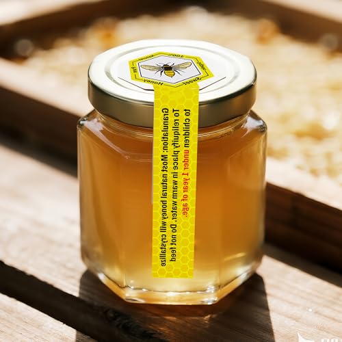 SMARSTICKER Tamper Proof Pure Honey Stickers 1.5 x 4 Inches Tamper Evident Seals Labels Honey Label Stickers for Honey Jars Bottle Lid Labels Tamper Proof Honey Labels Pure Honey Labels (Honey Bee) - Image 5