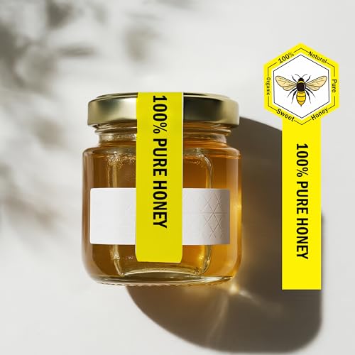 SMARSTICKER Tamper Proof Pure Honey Stickers 1.5 x 4 Inches Tamper Evident Seals Labels Honey Label Stickers for Honey Jars Bottle Lid Labels Tamper Proof Honey Labels Pure Honey Labels (Honey Bee) - Image 4