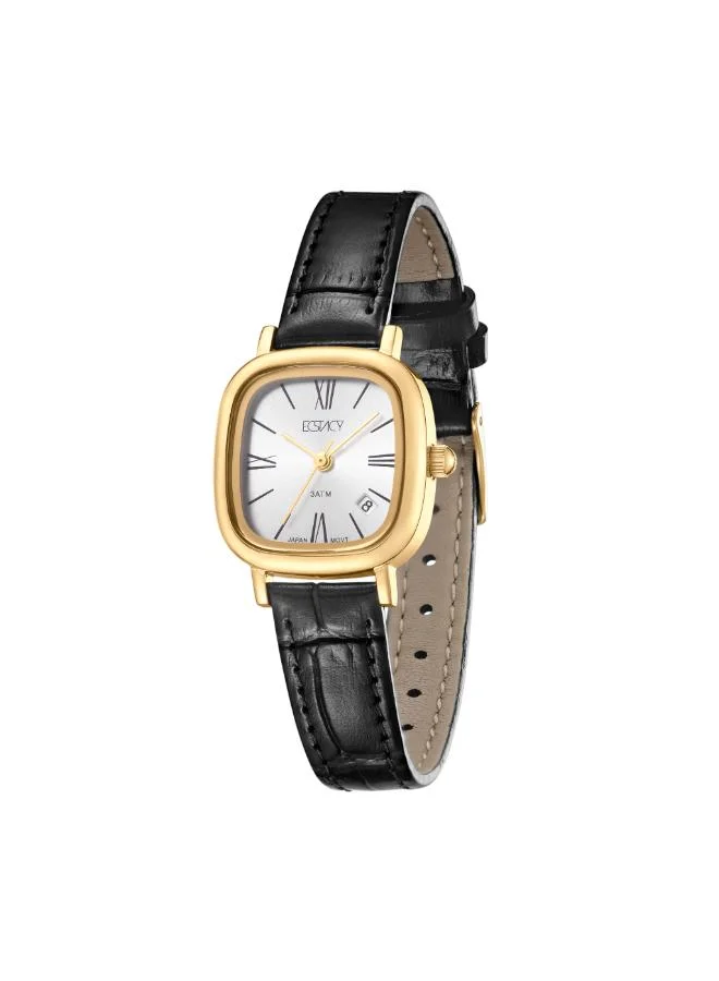 ECSTACY Women's Genuine leather Analog Watch E25510-GLBW - 23 mm