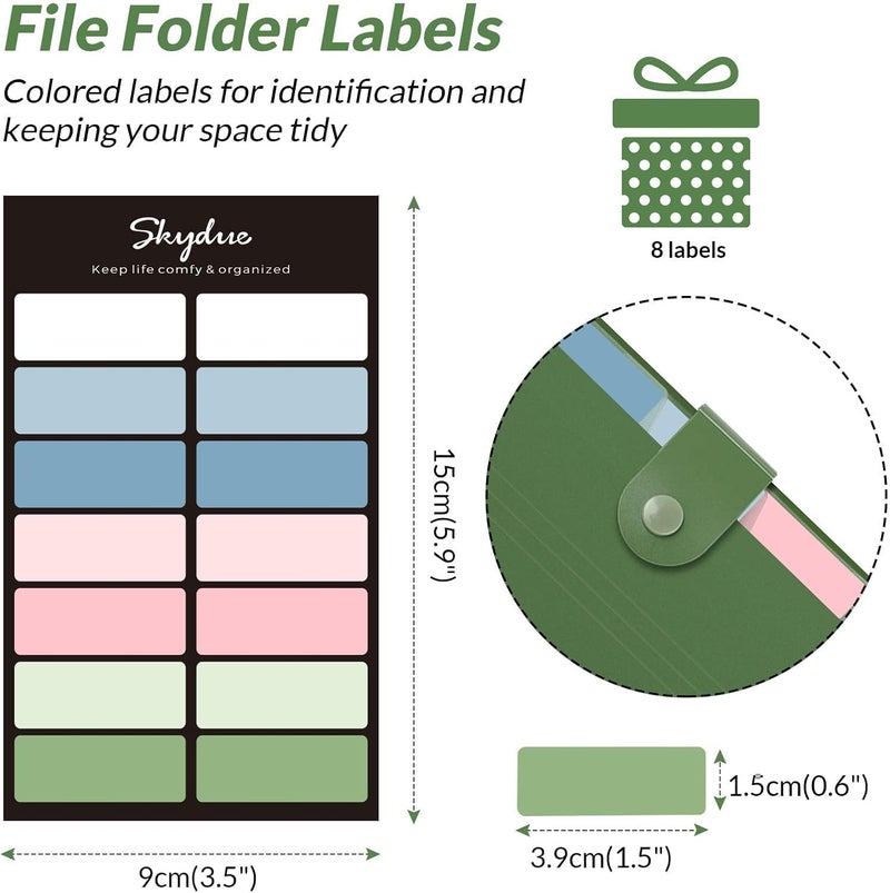 Skydue Expanding File Folders with 8 Pockets, Accordion File Organizer with Labels, Portable Paper Bill Receipt Organizer, Letter Size, Home School Office Supplies, Olive Green - Image 4