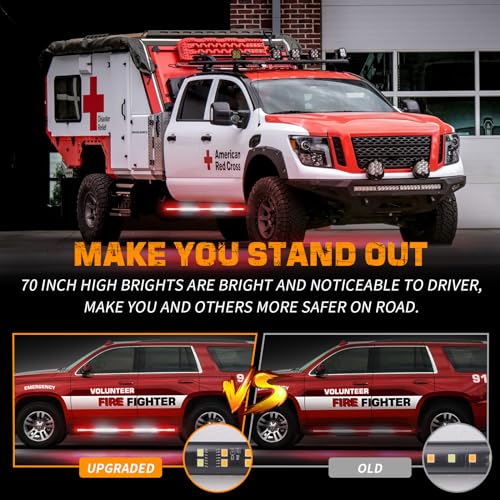 XRIDONSEN 2PCS 60 inch Truck Emergency Lights Strip 720 LED Running Board Strobe Lights Red White Firefighter Lights Flashing Warning Safety First Responder Lights for Vehicles Trucks Pickup Fire POV - Image 2